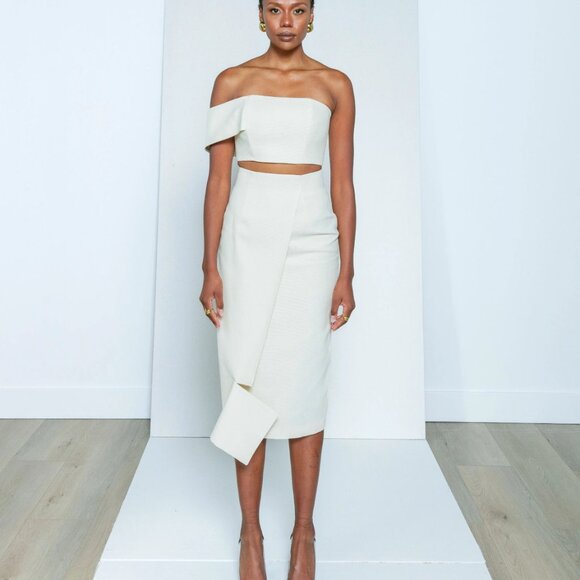 Israella Kobra NWT Ojo High Waist Midi Ivory Skirt Sz 12